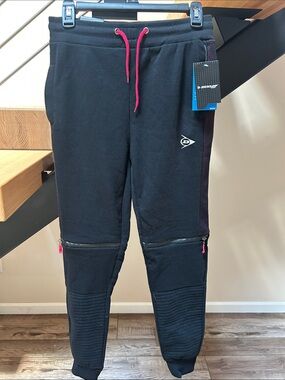 Dunlop Kids' Black Jogger Sweatpants with Pink Accents